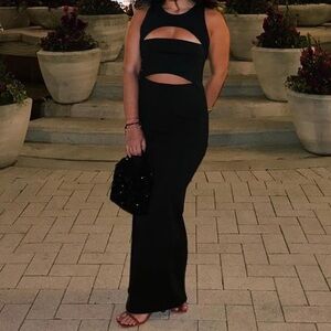 Zara Black Cut Out Fitted Dress